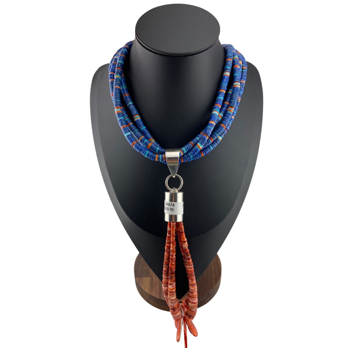 Rodney Coriz Santo Domingo 4 Strand Lapis Multi Stone W/Turquoise Pendant and Spiny Oyster Jaclas