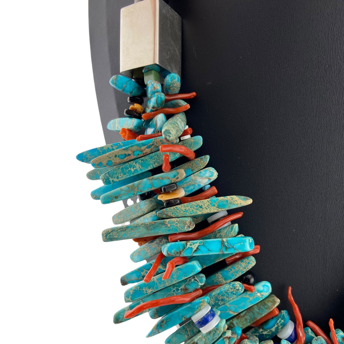 Rodney Coriz Santo Domingo Black Jet , Kingman, Italian Coral Treasure Necklace