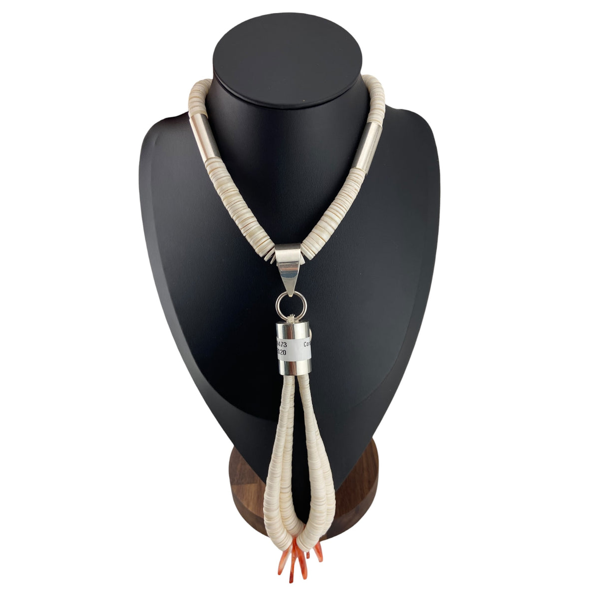 Rodney Coriz Santo Domingo White Clam Shell Ceremony Necklace w/Spiny Oyster