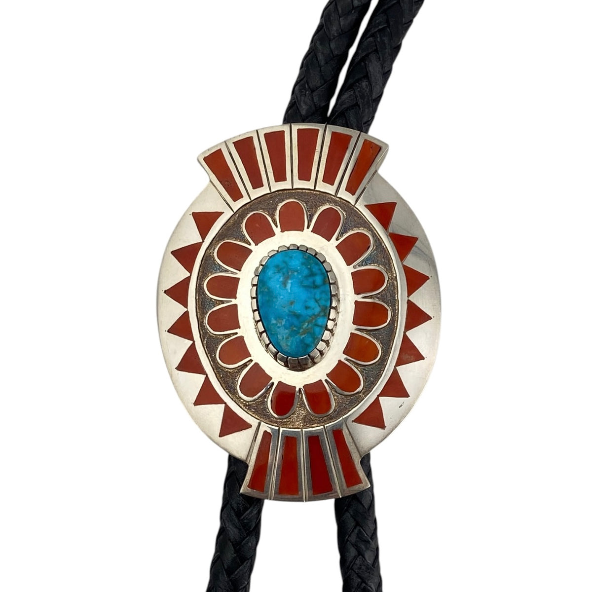 michael perry, bolo tie, turquoise, coral, navajo