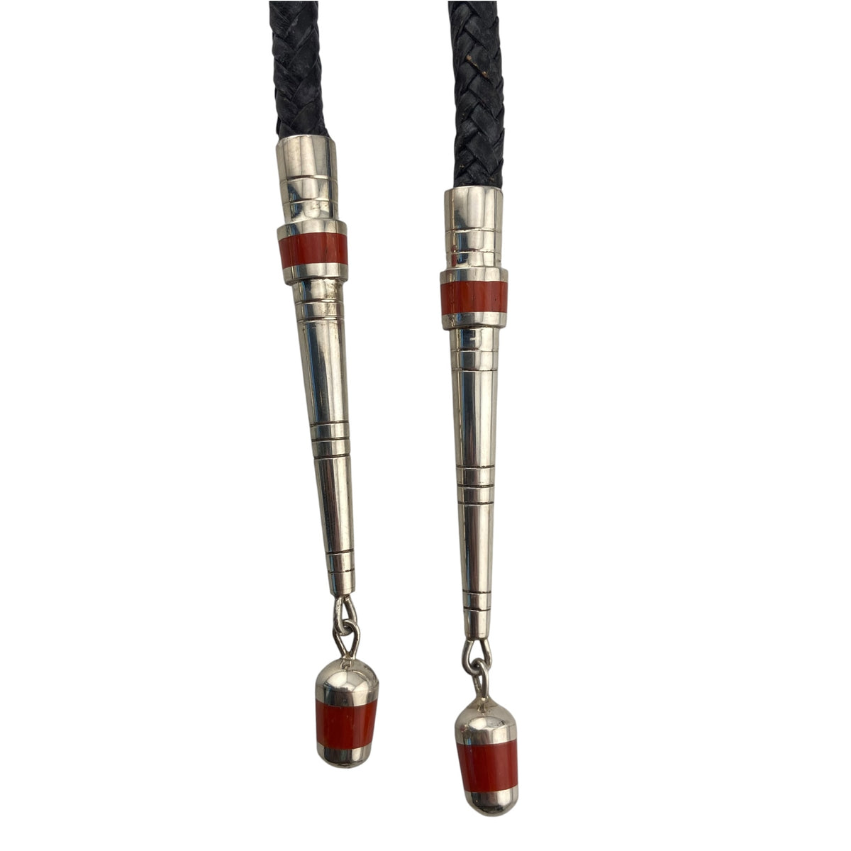Michael Perry Navajo Candelaria Turquoise and Coral Bolo Tie