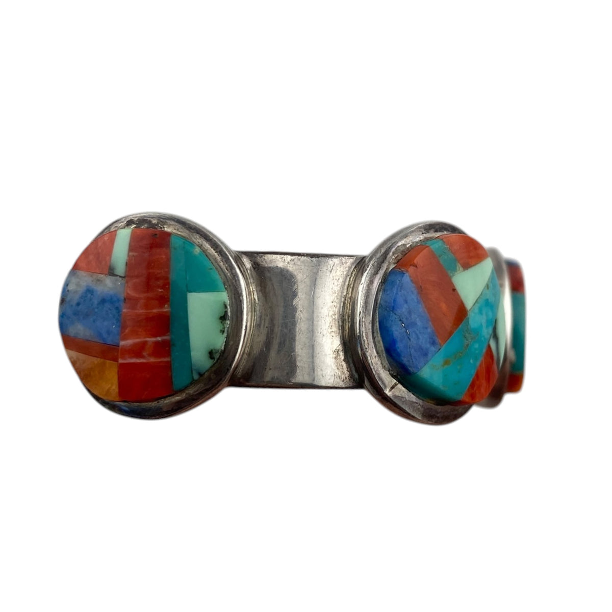 Lynol Yellowhorse Navajo Multi Stone Turquoise, Coral, Spiny Oyster, Lapis Bracelet