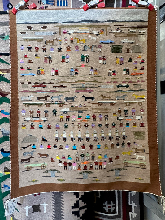 Pictorial Navajo Weaving for sale, navajo rug for sale, ceremony navajo weaving, telluride gallery