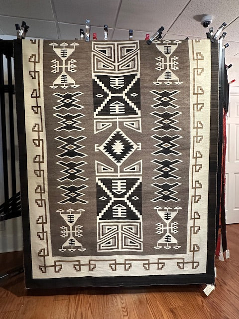 Vintage Toadlena/Two Grey Hills Navajo weaving, navajo rug for sale, authentic navajo weaving, telluride furnishings, telluride art gallery