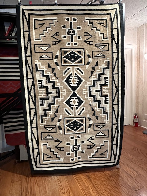 Antique Toadlena/Two Grey Hills Navajo Weaving, navajo rug for sale, authentic navajo, telluride furnishings, telluride art gallery 