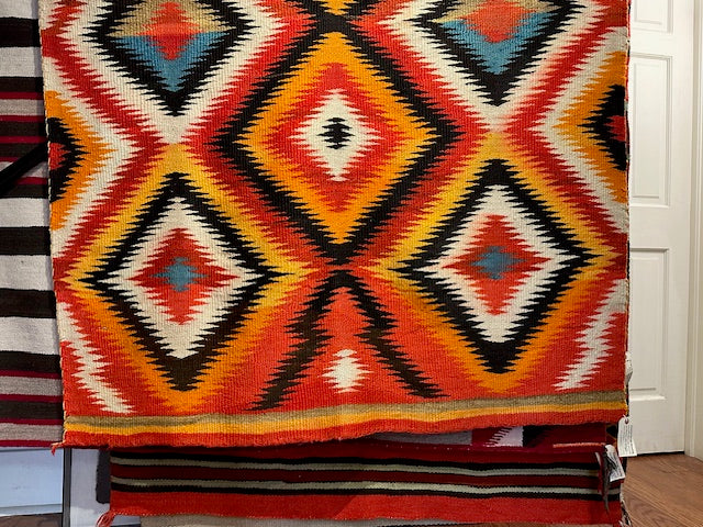 Antique Navajo Eye Dazzler Transitional Blanket, navajo rug for sale, native american weaving, native american art, telluride art gallery
