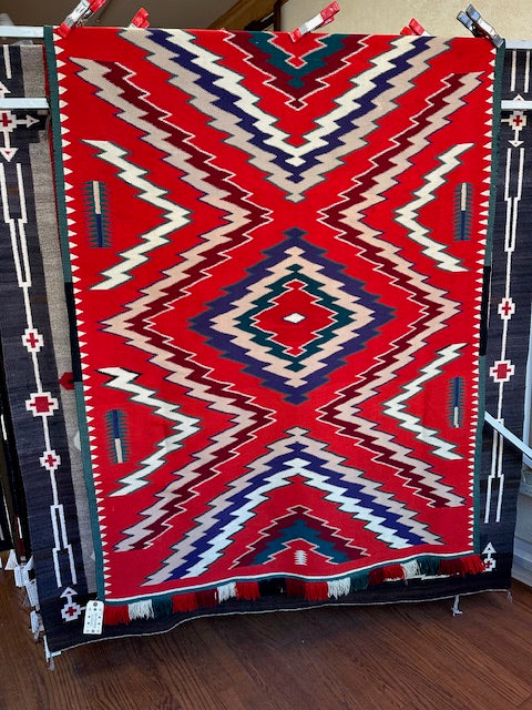 Navajo Germantown Rug for sale, authenic navajo weaving, germantown Navajo Dazzler, telluride gallery, telluride home furnishings, antique navajo rug