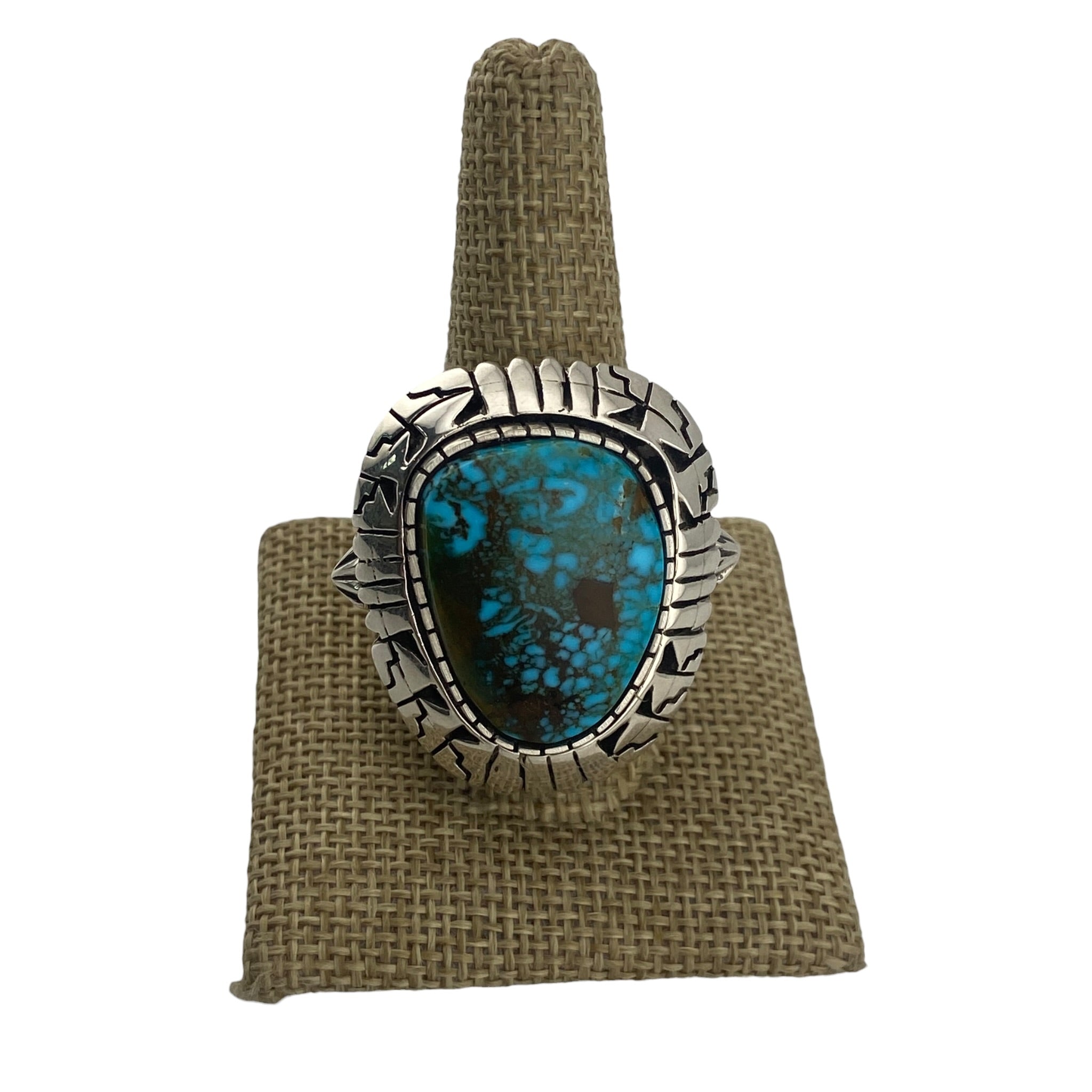 red web kingman, tony chino, turquoise, sterling silver, size 11 ring, men's ring