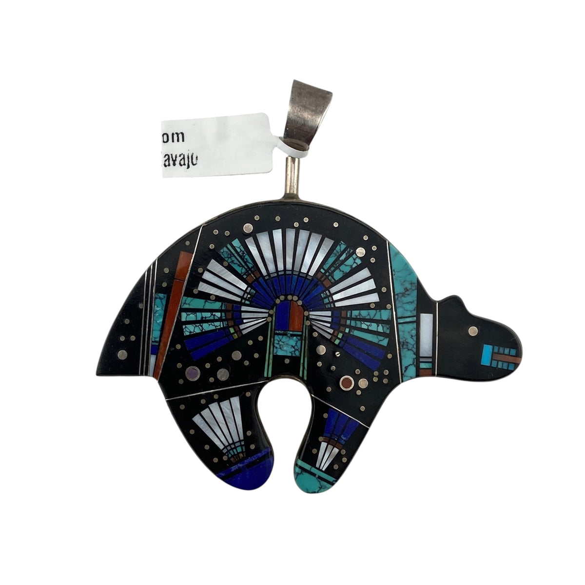 Clayton Tom Navajo Double Sided Micro Inlay Bear Pendant