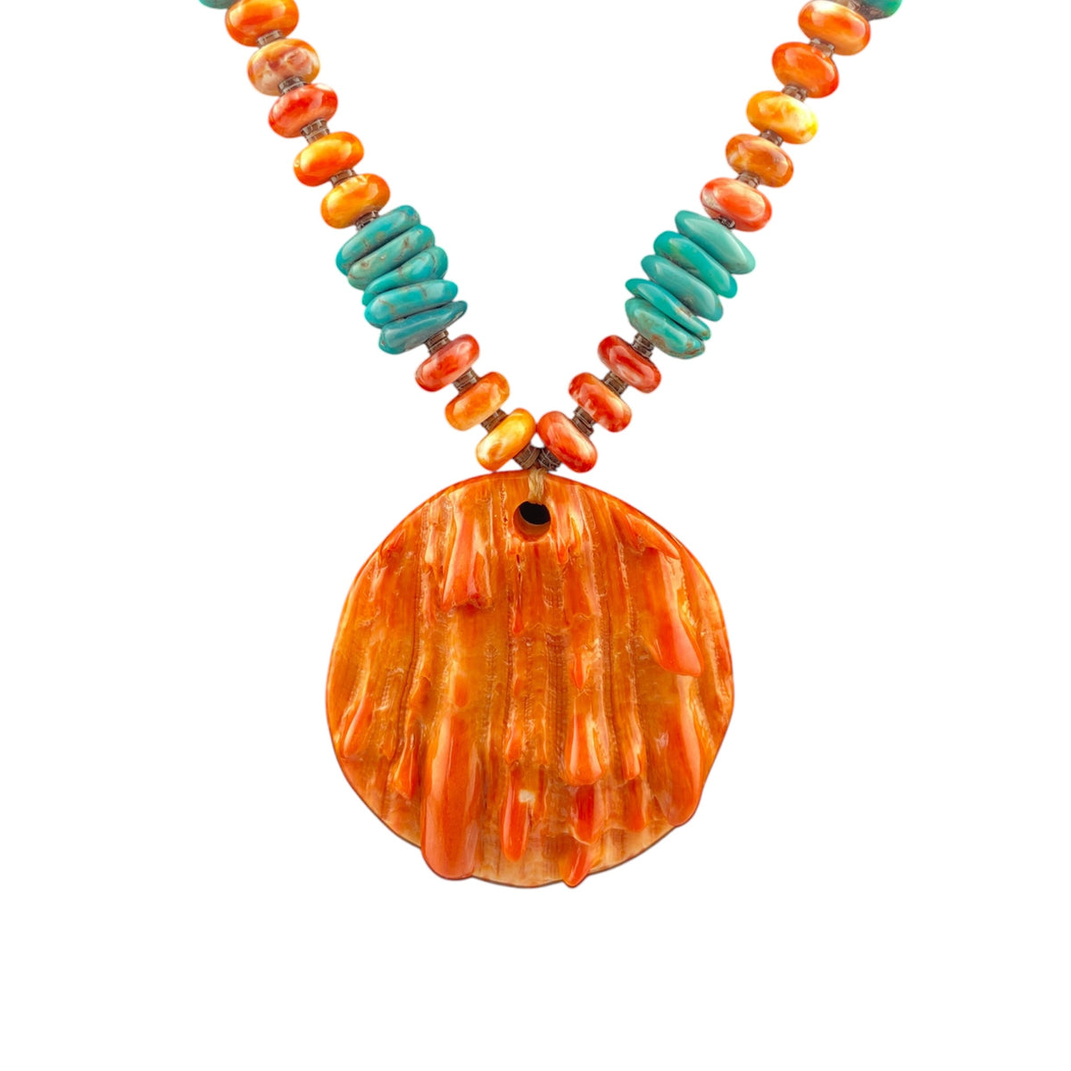 Lita Atencio Kewa "Raw" Spiny Oyster on Spiny Oyster & Turquoise Beads