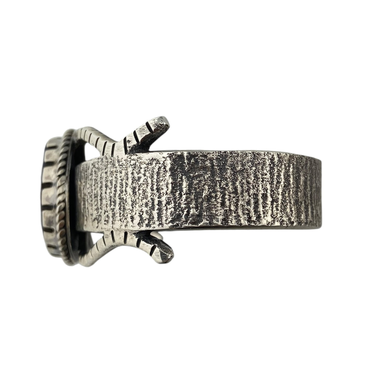 Gary Custer Navajo Tufa Cast Bracelet w/Purple Alunite Cab