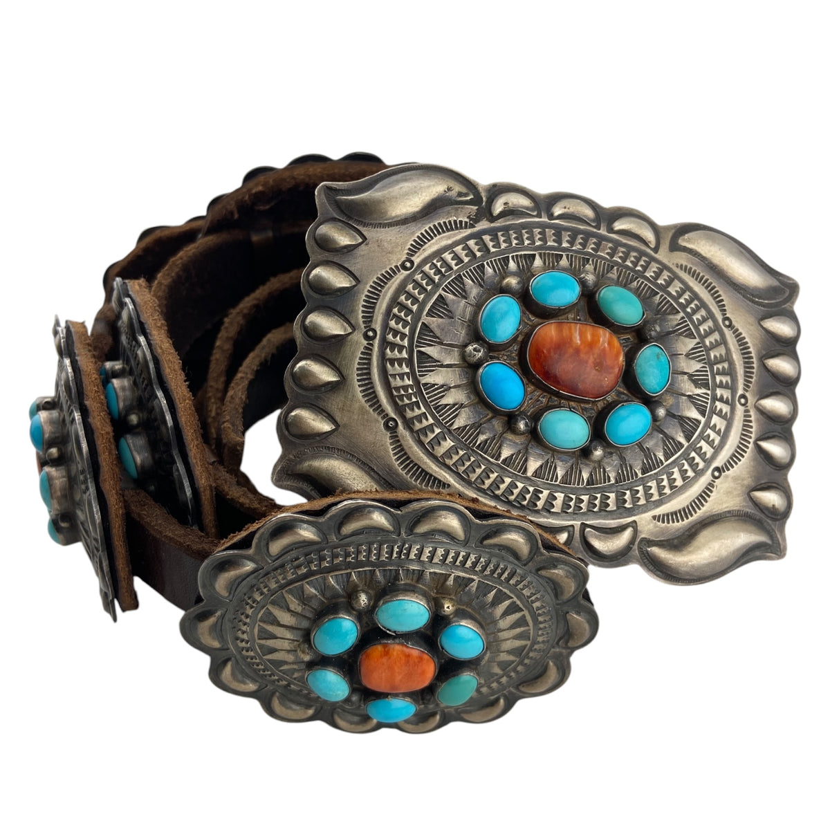 spiny oyster, turquoise, sterling silver, leather