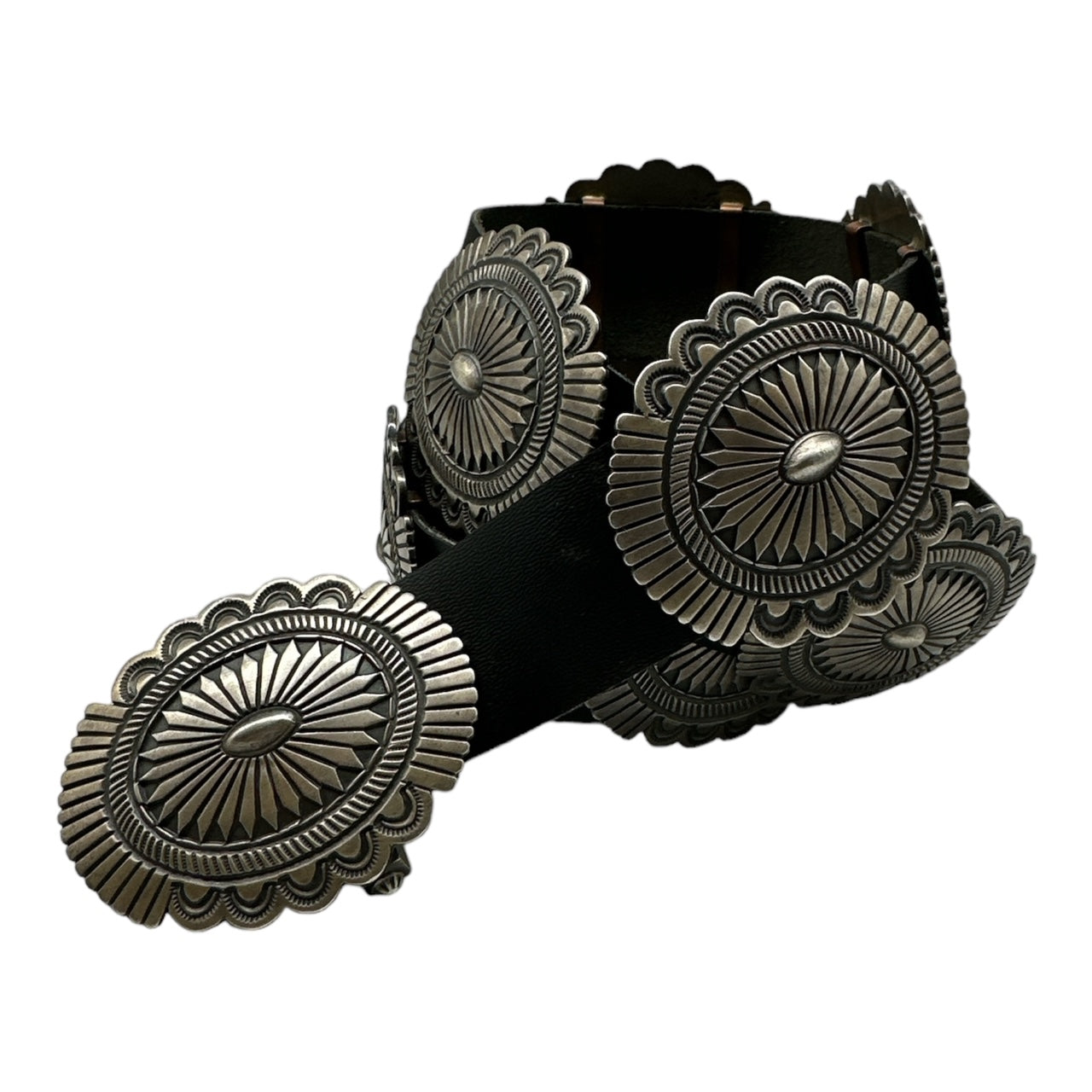 Navajo silver concho belt for sale, native american indian jewelry, telluride