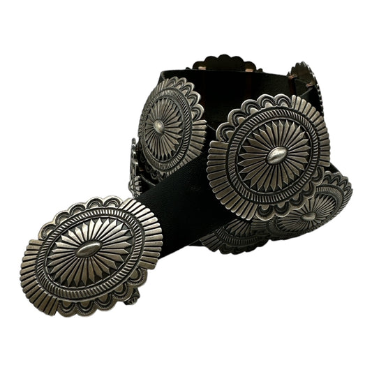 Navajo silver concho belt for sale, native american indian jewelry, telluride