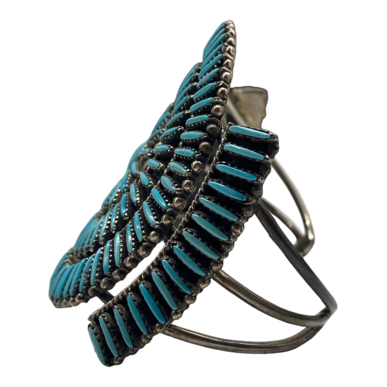 Zuni needlepoint jewelry, turquoise jewelry, cluster bracelet, telluride