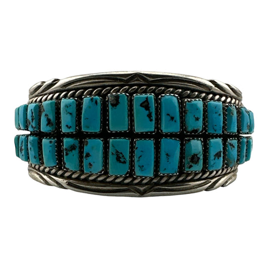 Tommie Tso Sr. Navajo Vintage Kingman Turquoise Bracelet, authentic navajo jewelry for sale, telluride jewelry store, telluride gallery