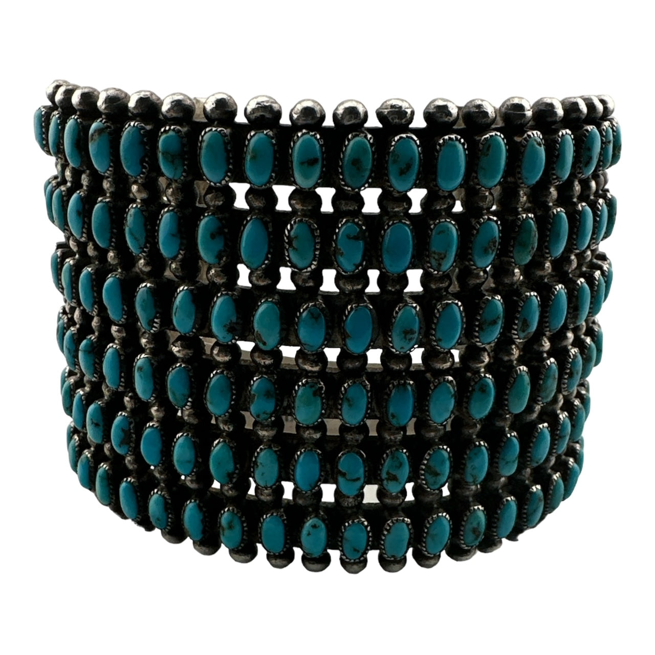 Vintage Zuni 6 Row Oval Turquoise Bracelet, turquoise jewelry for sale, telluride jewelry store, telluride gallery