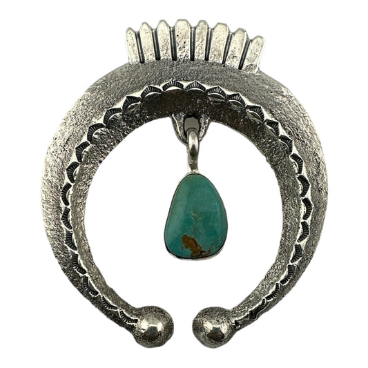 Gary Custer Tufa Cast Naja Pendant with Royston Turquoise, navajo jewelry for sale, telluride jewelry store, telluride gift shop, telluride gallery