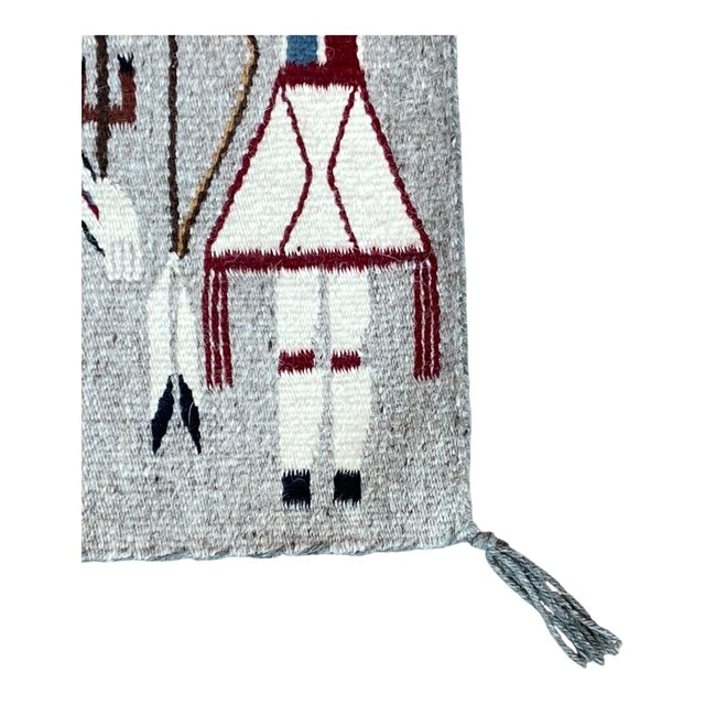 Christine Johnson Navajo Yei Sand Painting Weaving 23" x 25"