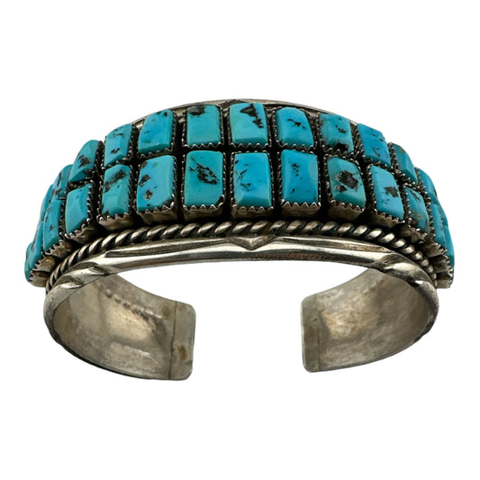 Tommie Tso Sr. Navajo Vintage Kingman Turquoise Bracelet, authentic navajo jewelry for sale, telluride jewelry store, telluride gallery