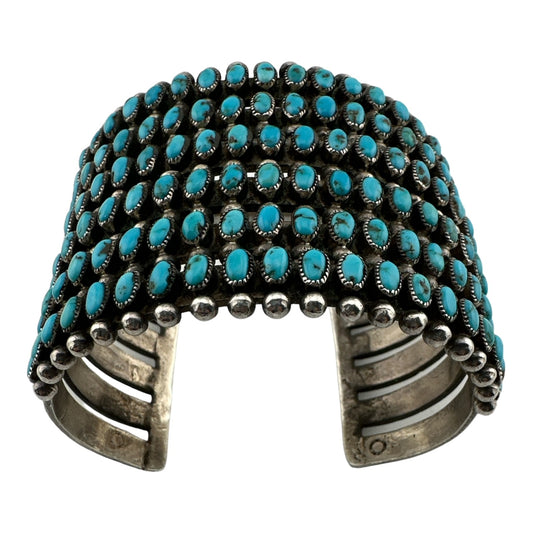 Vintage Zuni 6 Row Oval Turquoise Bracelet, turquoise jewelry for sale, telluride jewelry store, telluride gallery