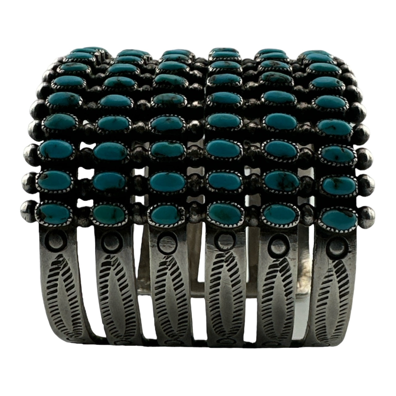 Vintage Zuni 6 Row Oval Turquoise Bracelet, turquoise jewelry for sale, telluride jewelry store, telluride gallery 