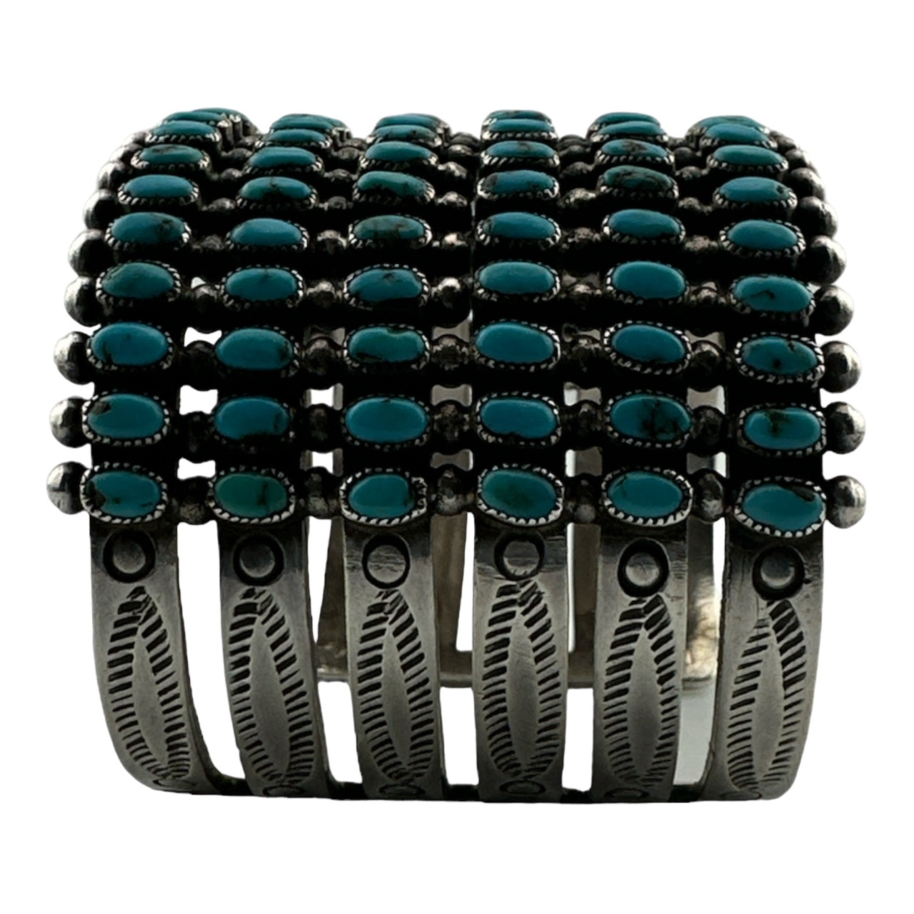 Vintage Zuni 6 Row Oval Turquoise Bracelet, turquoise jewelry for sale, telluride jewelry store, telluride gallery