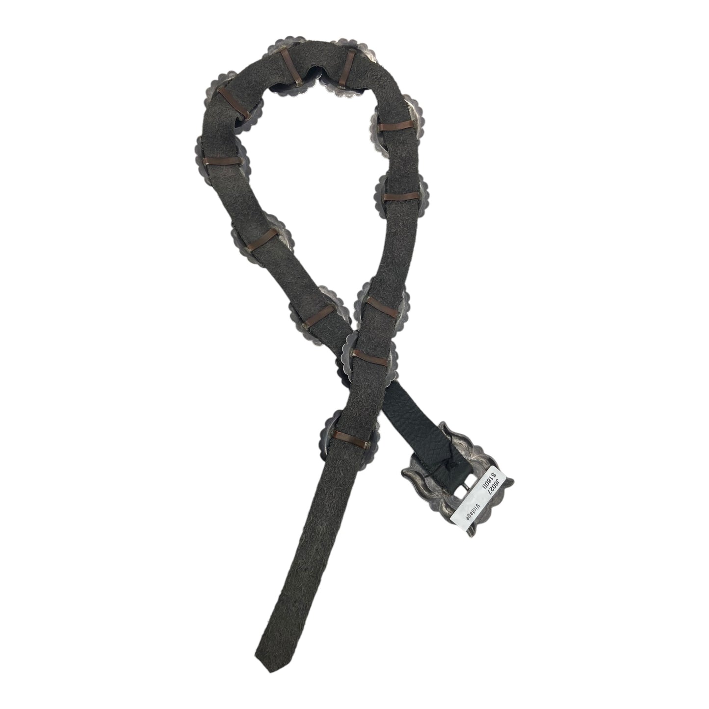 Vintage Navajo Concho Belt With Turquoise Center