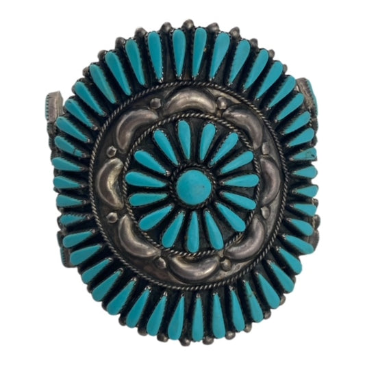 Vintage Zuni Petitpoint Large Cluster Bracelet, zuni jewelry for sale, turquoise jewelry for sale, indian jewelry for sale, jewelry store in telluride, art gallery telluride,