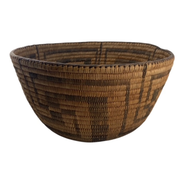 Vintage Akimel O'Odham (Pima) Whirling Log Basket 10.5" W x 5.25" H