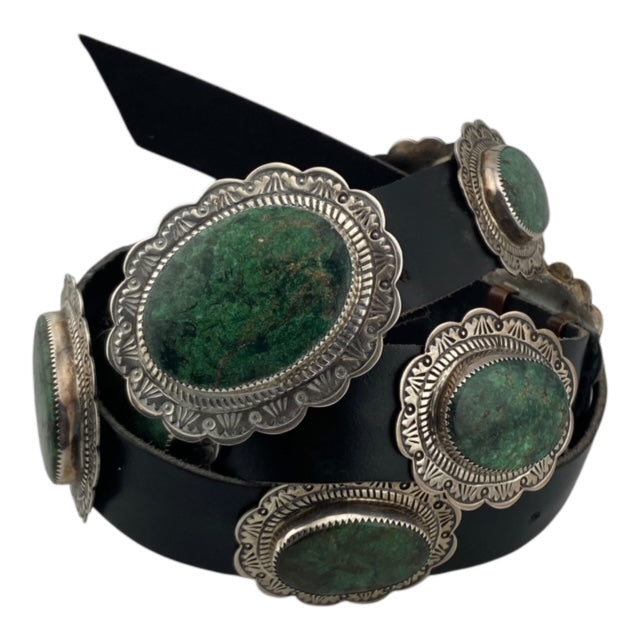 concho belt, variscite, turquoise, leather, telluride jewelry store, native american belts, jewelry, navajo jewelry for sale