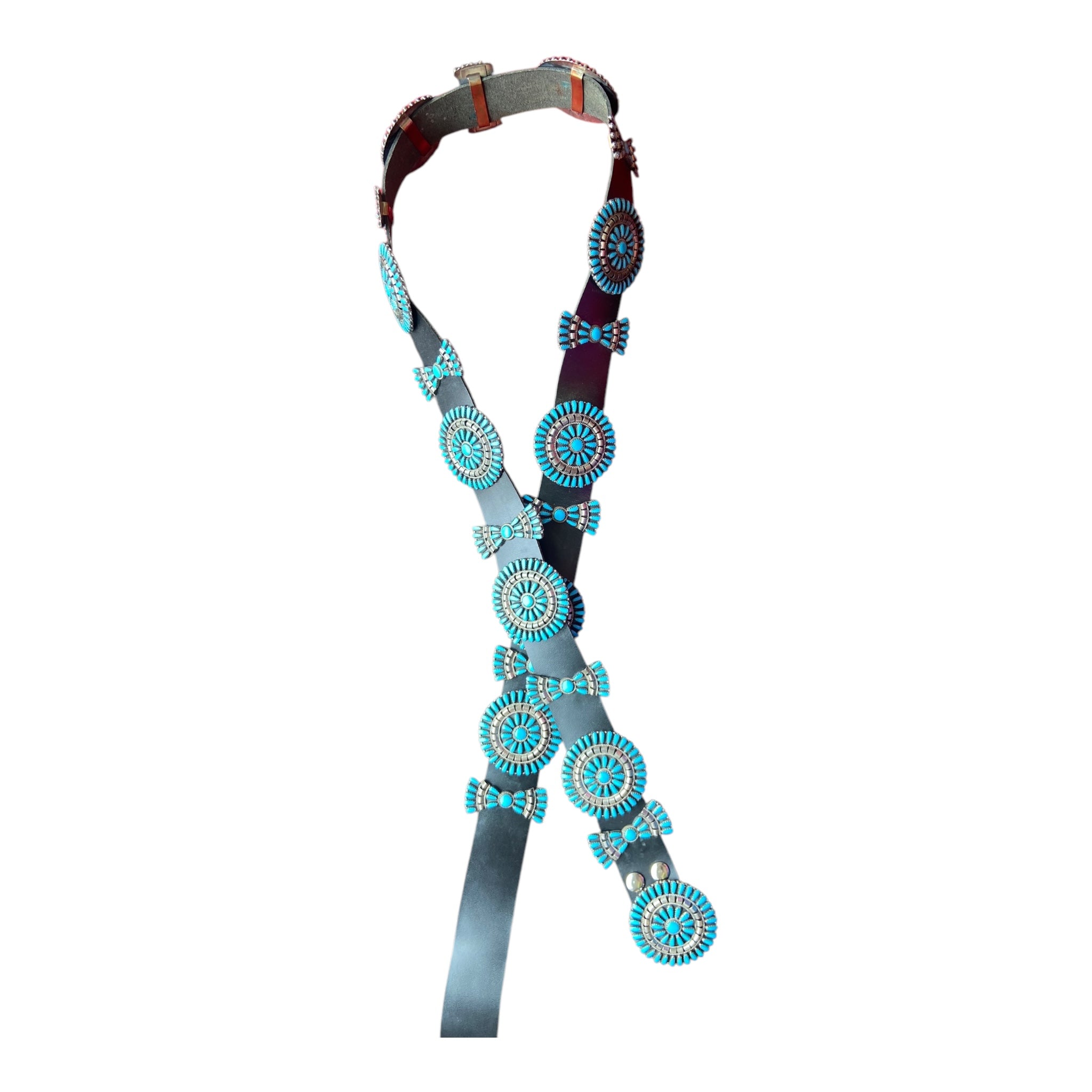 Violet & Jeffrey Begay Navajo Cluster Concho Belt w/Block Turquoise
