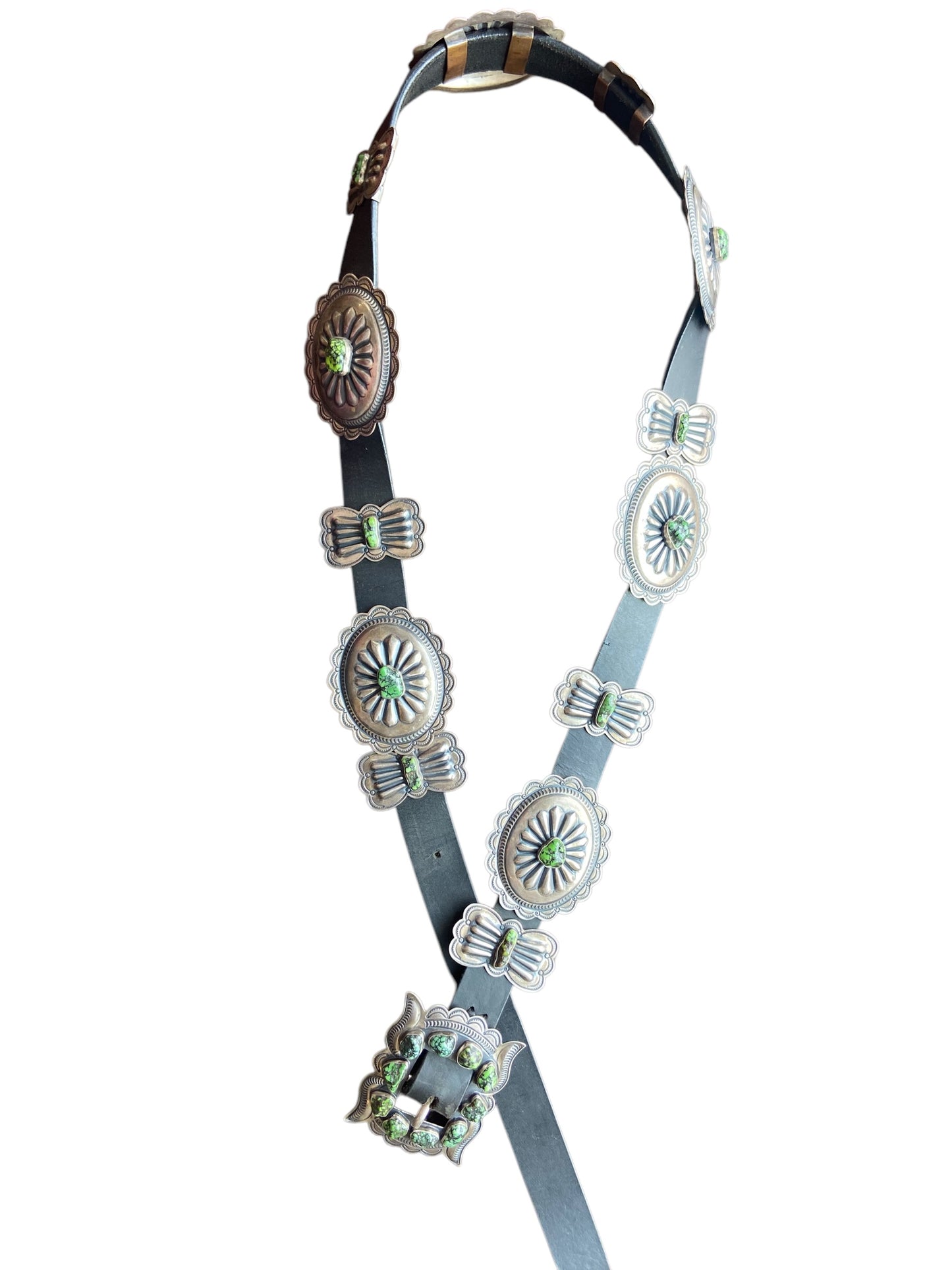Lester Jackson Navajo Green Turquoise Concho Belt