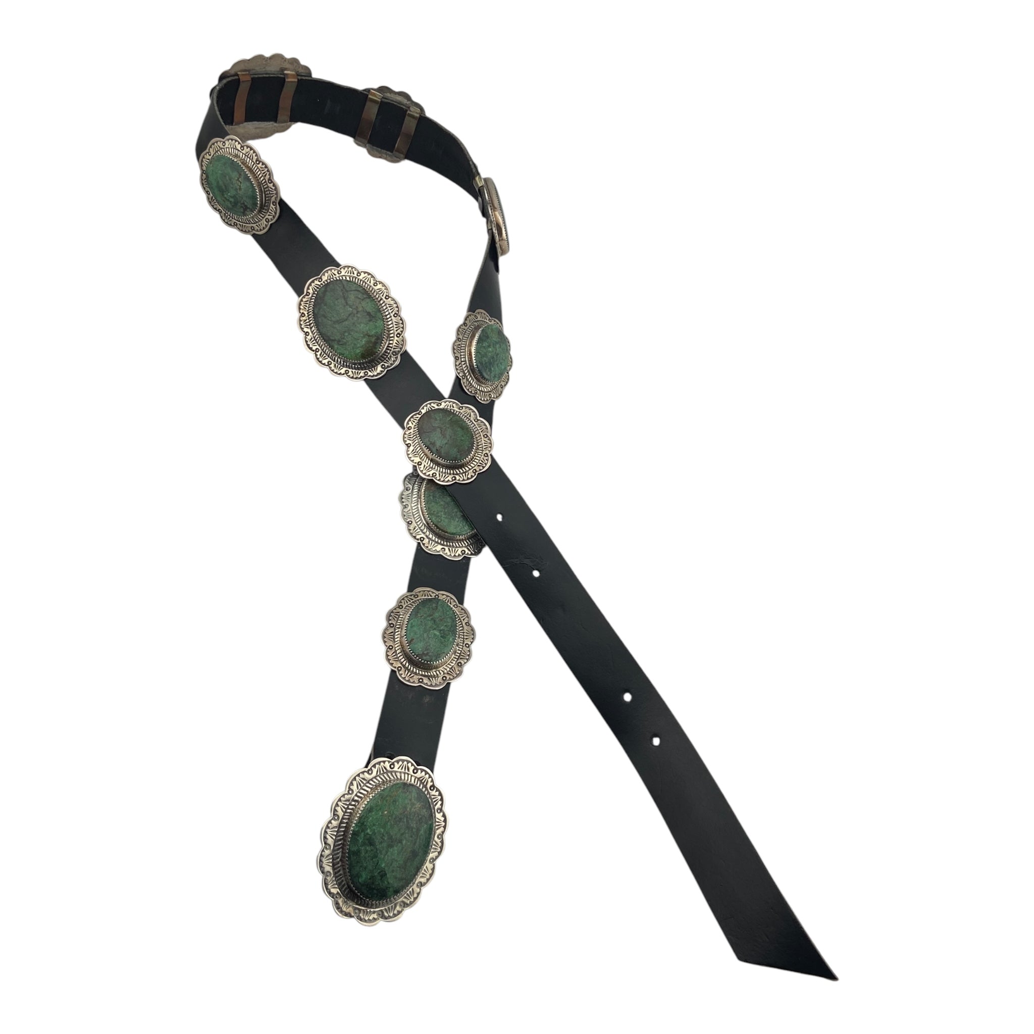 Marcella James Battle Mountain Variscite Concho Belt
