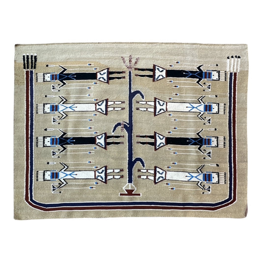 Vintage Navajo Rug, Navajo Rug for sale, Yei Navajo, sand painting navajo, telluride art gallery,