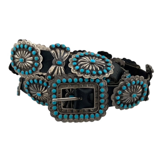 turquoise concho belt, navajo concho belt, telluride jewelry store, navajo jewelry for sale.