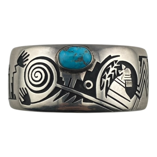 hopi jewelry, overlay bracelet, native american jewelry, sterling silver, telluride jewelry store, turquoise jewelry for sale