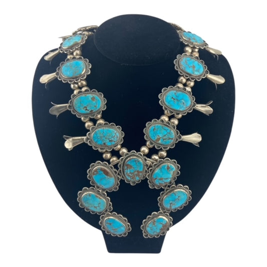 turquoise necklace, navajo necklace, navajo jewelry, native american jewelry, squash blossom, navajo pearls, telluride jewelry store, navajo jewelry for sale