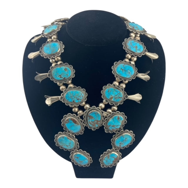 turquoise necklace, navajo necklace, navajo jewelry, native american jewelry, squash blossom, navajo pearls, telluride jewelry store, navajo jewelry for sale