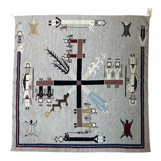 Navajo sandpainting weaving, navajo rug for sale, navajo textile, native made weaving, telluride art gallery