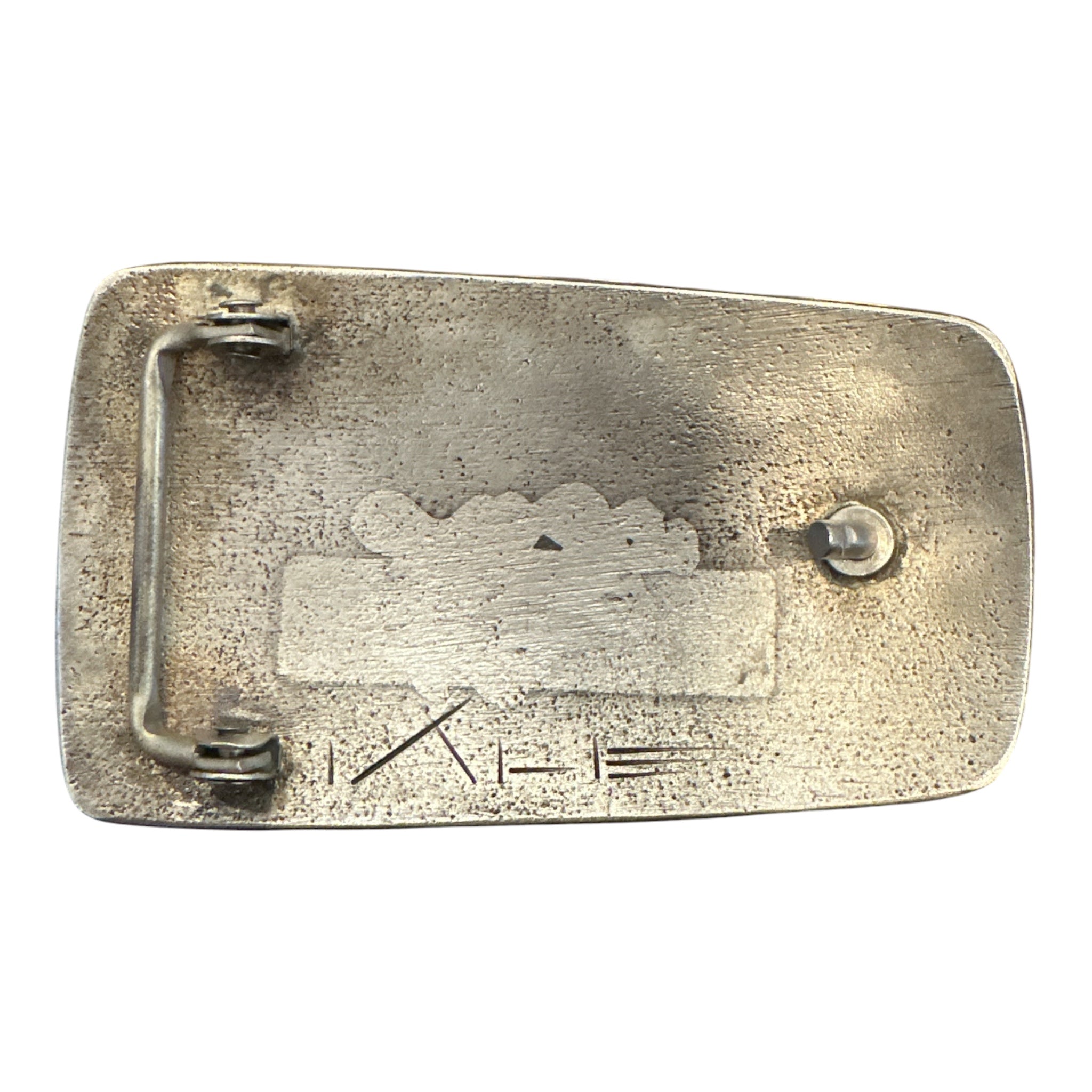 Fidel Bahe Navajo Sterling Silver Tufa Cast Universe Belt Buckle w/14kt & Coral Spider