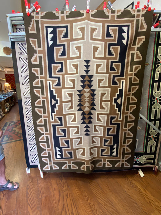 Two Grey Hills Navajo weaving, navajo rug for sale, authentic navajo weaving, telluride furnishings, telluride art gallery