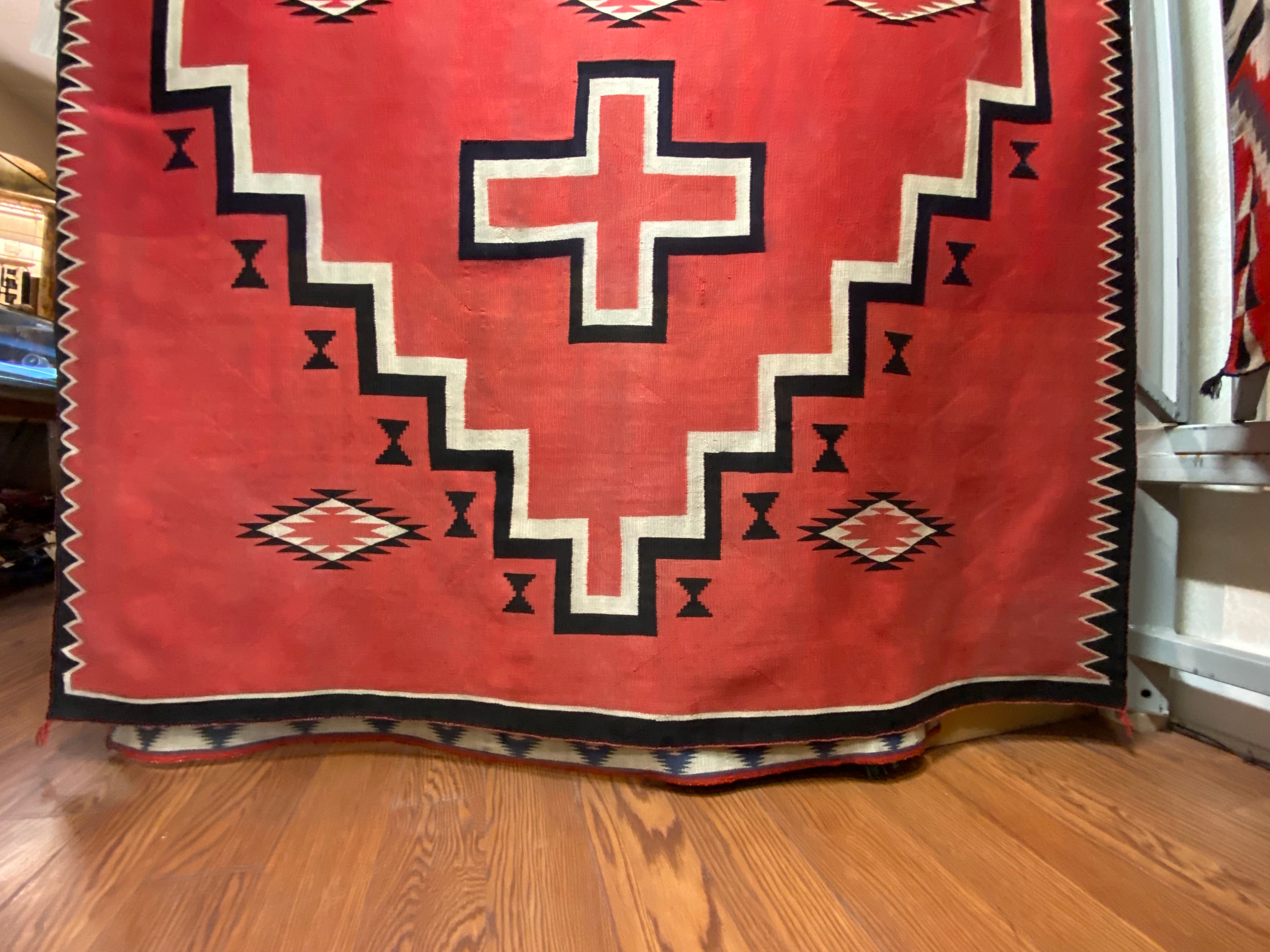 Antique Hubbell Double Diamond Red Germantown Navajo Weaving, navajo rug for sale, authentic navajo weaving, telluride furnishings, telluride art gallery