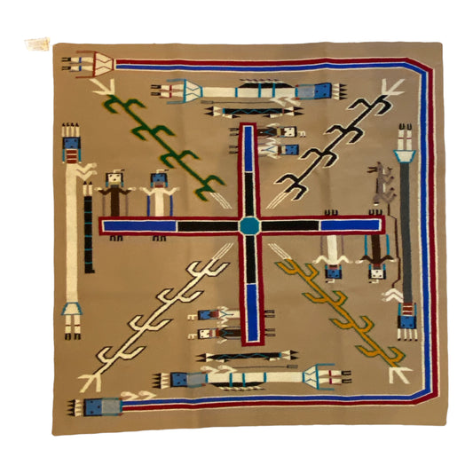 Lucille Benally Sandpainting Yei - 48" x 47"