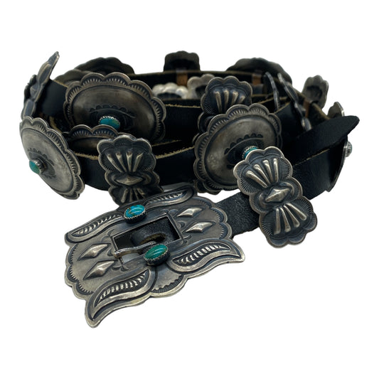 Harry Morgan Silver and Turquoise Concho Belt