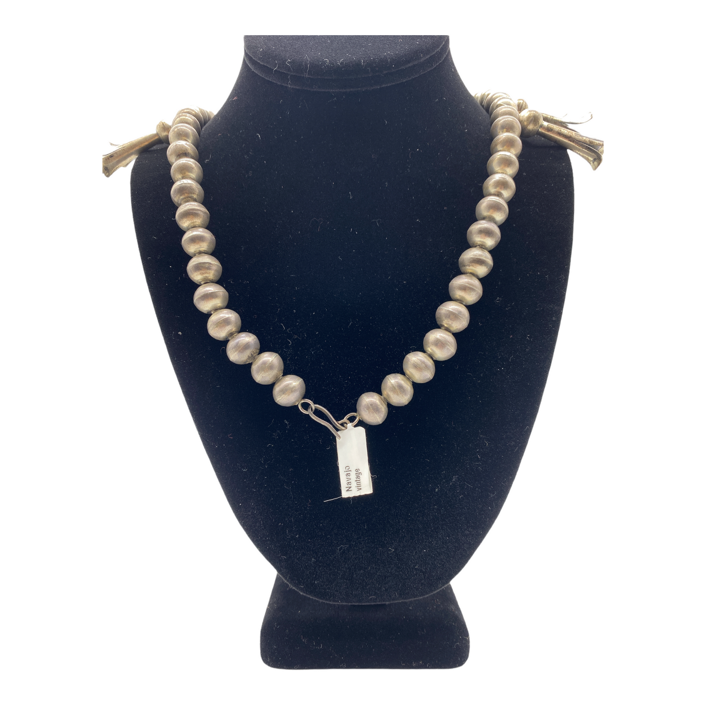 Vintage Navajo Tufa Cast "Heart" Squash Blossom Necklace