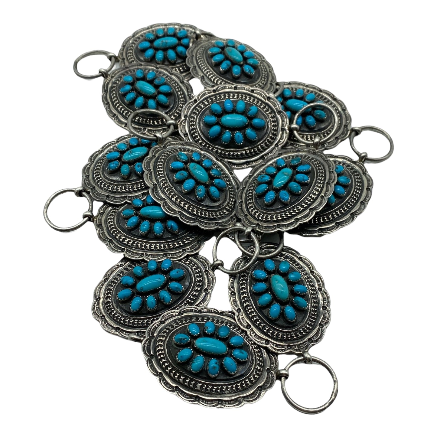 Calvin Martinez Silver and Turquoise Navajo Concho Belt