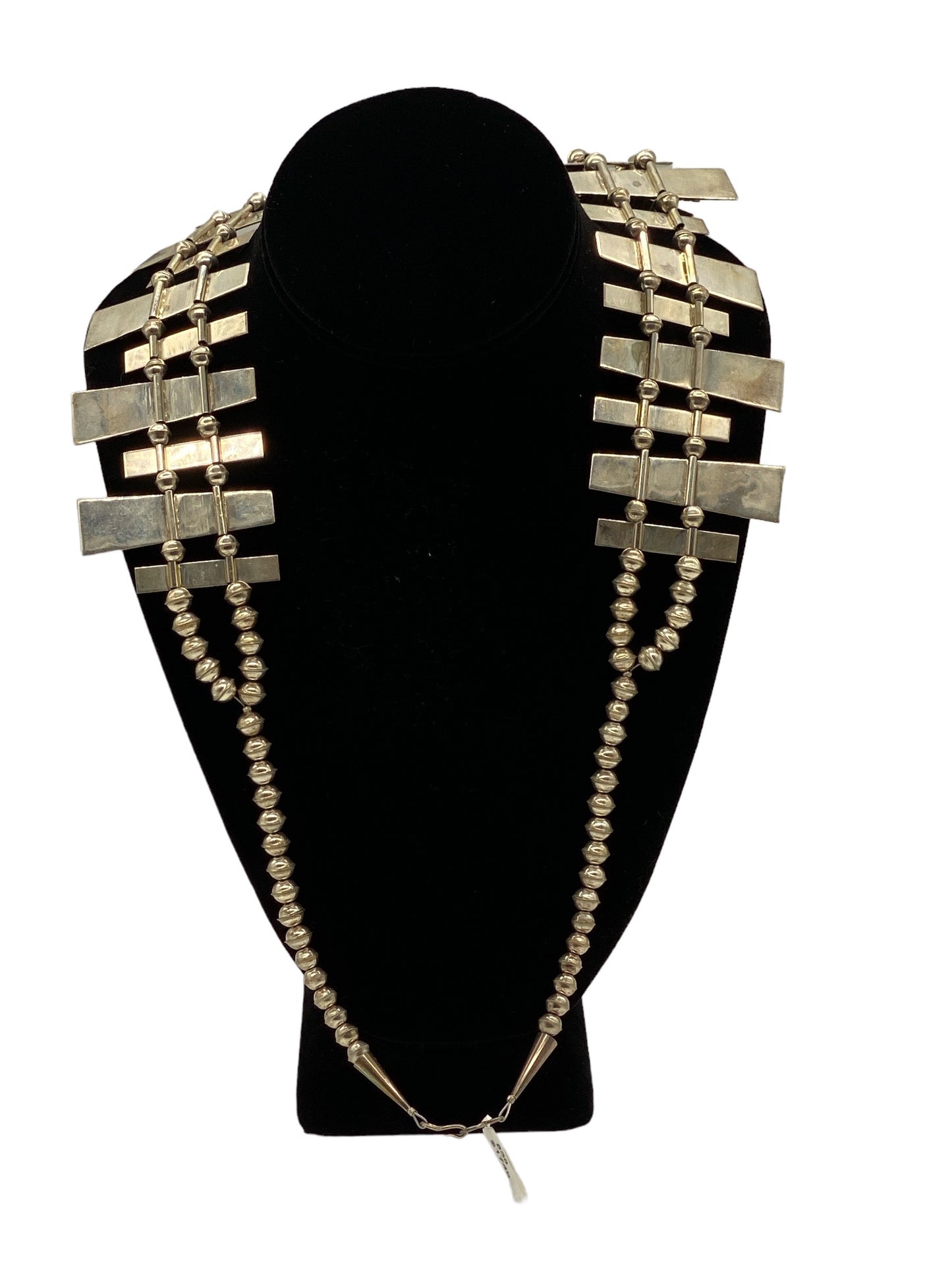 Tommy Singer Navajo Silver and Brass Squash Blossom Necklace