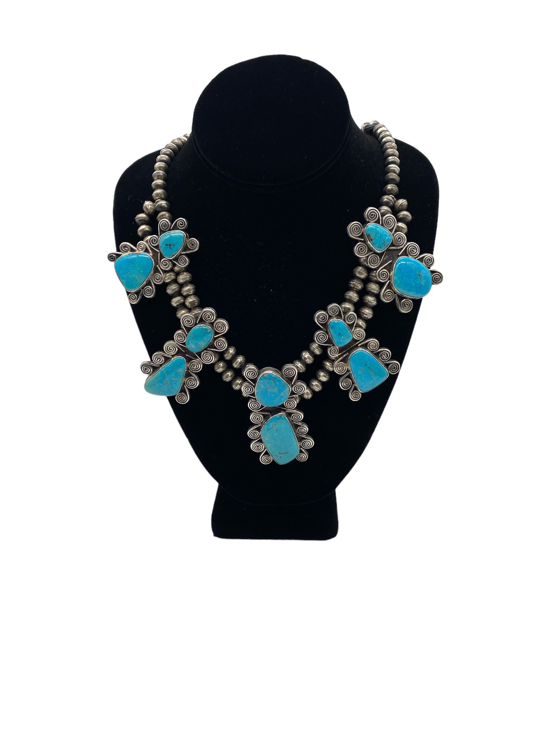 Vintage Navajo Silver and Turquoise Necklace
