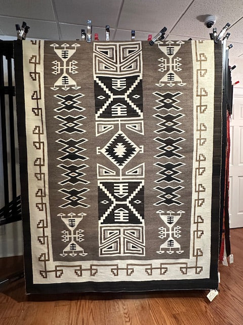 Vintage Toadlena/Two Grey Hills Navajo weaving, navajo rug for sale, authentic navajo weaving, telluride furnishings, telluride art gallery 